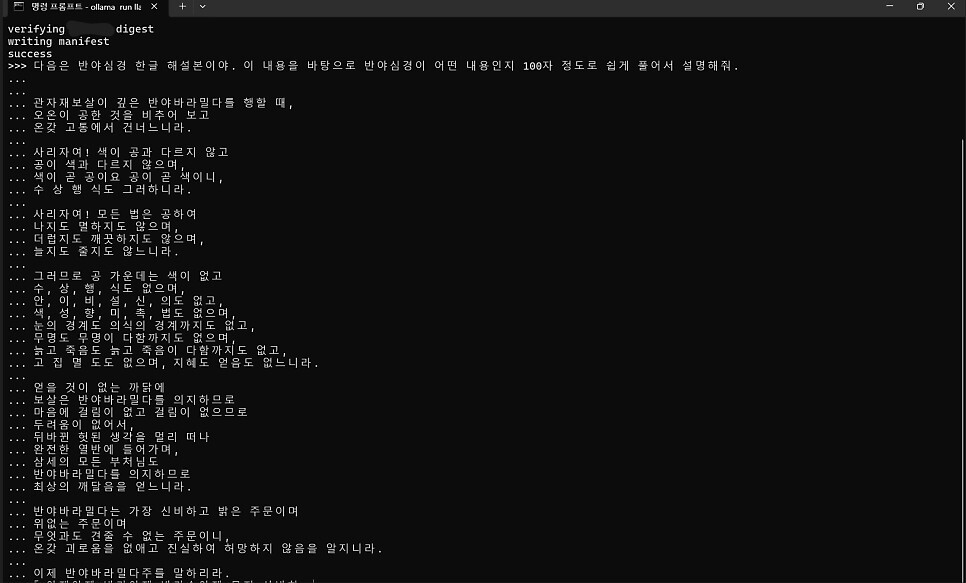 3B 모델에 ②프롬프트 입력한 스크린샷
